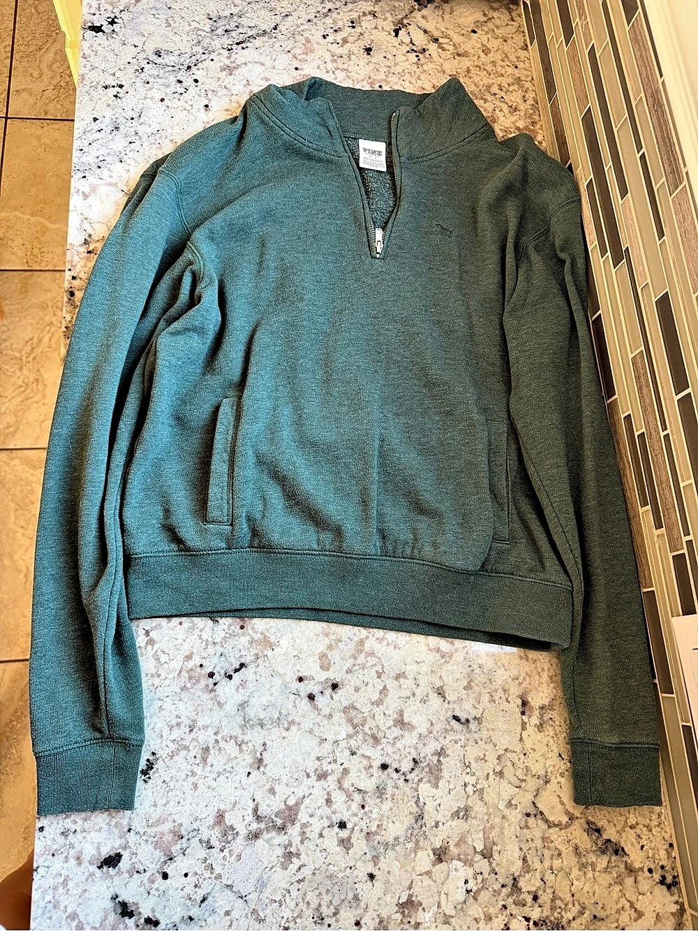 Victoria'Small Secret PINK Quarter-Zip Pullover in Green Size Small